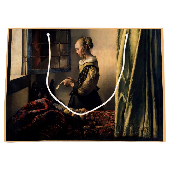 Vermeer - Girl Reading a Letter at an Open Window Large Gift Bag (Front)