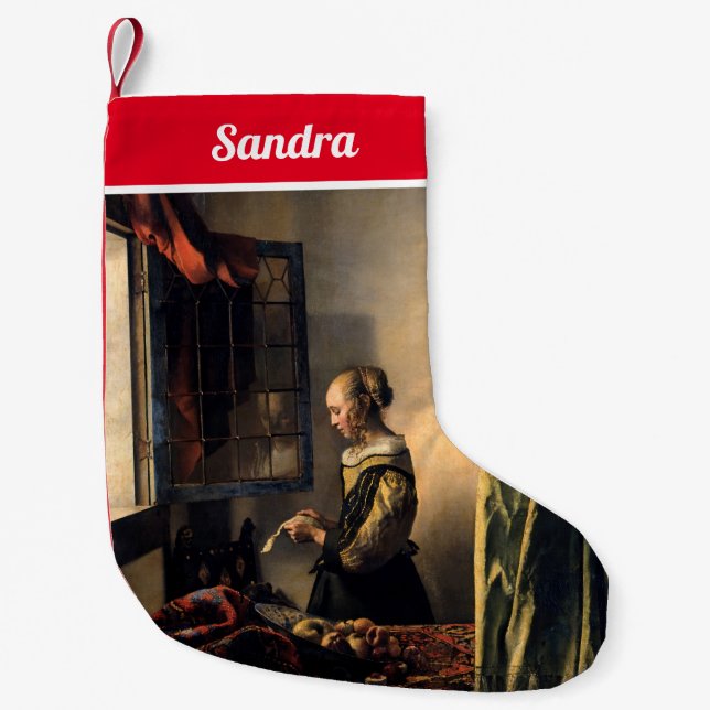 Vermeer - Girl Reading a Letter at an Open Window Small Christmas Stocking (Front)