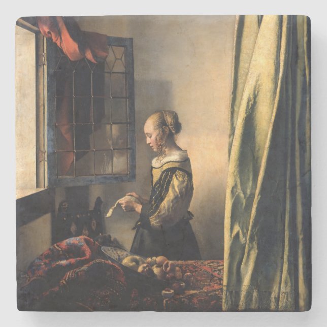 Vermeer - Girl Reading a Letter at an Open Window Stone Coaster (Front)