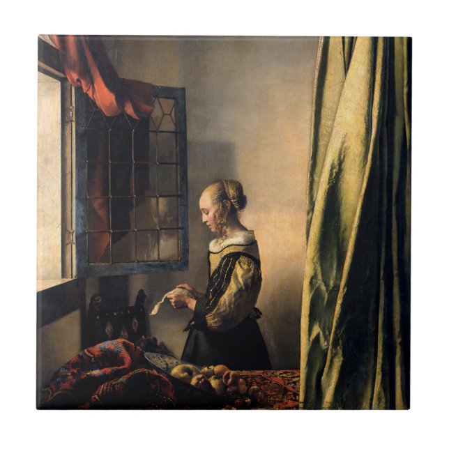 Vermeer - Girl Reading a Letter at an Open Window Tile (Front)
