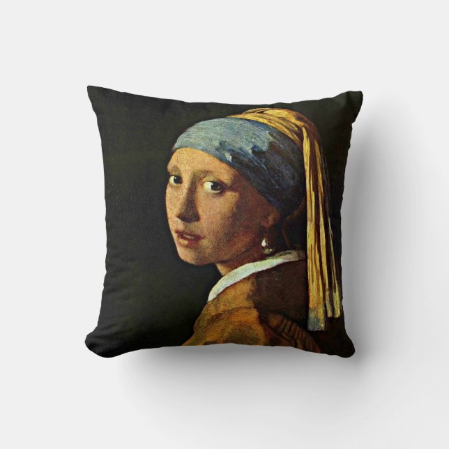 Vermeer: Girl with a Pearl Earring (2) Throw Pillow (Front)