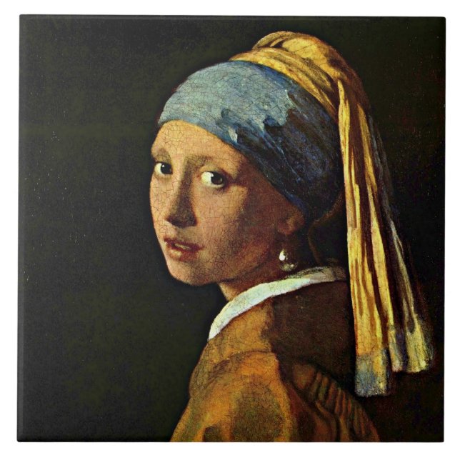 Vermeer: Girl with a Pearl Earring (2) Tile (Front)