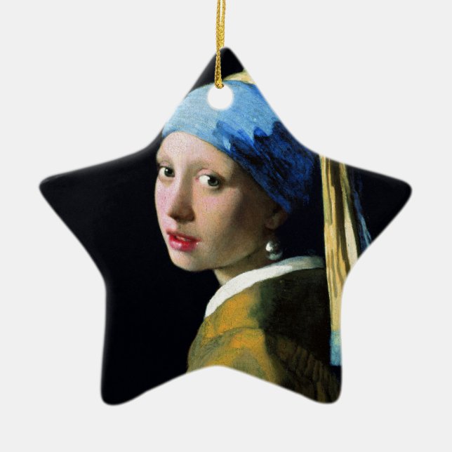 Vermeer - Girl with a Pearl Earring Ceramic Ornament (Front)