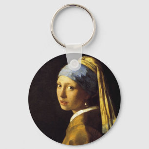 Vermeer Girl with a Pearl Earring Fine Art Keychain