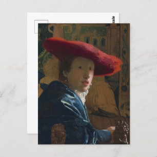  Vermeer - Girl with the Red Hat Fine Art Postcard