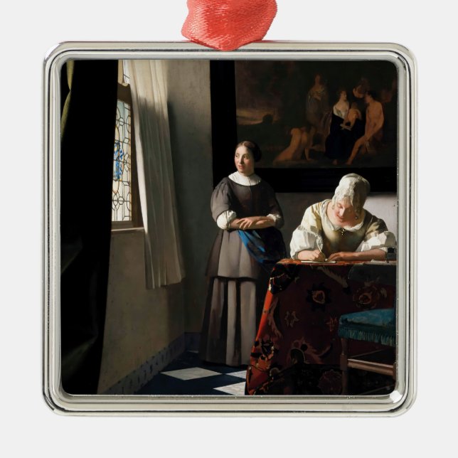 Vermeer - Lady Writing a Letter with her Maid Metal Ornament (Front)