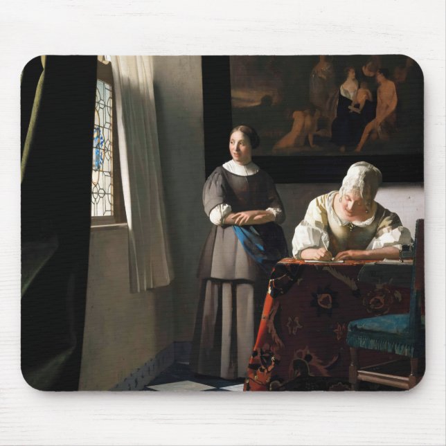 Vermeer - Lady Writing a Letter with her Maid Mouse Pad (Front)