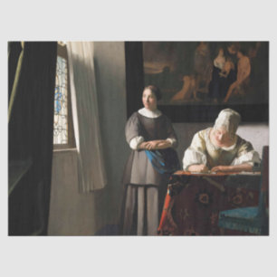 Vermeer - Lady Writing a Letter with her Maid Tissue Paper