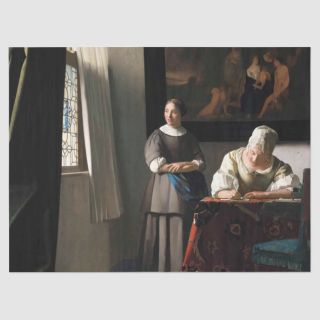 Vermeer - Lady Writing a Letter with her Maid Tissue Paper (Front)