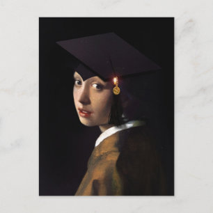 Vermeer Pearl Earring  Graduation Grad Cap Postcard