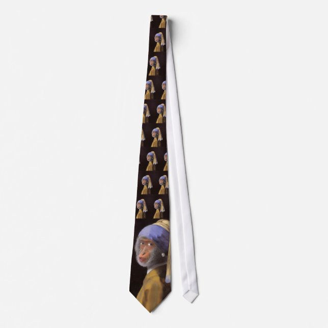 Vermeer Pearl Earring Monkey Chimp Tie (Front)