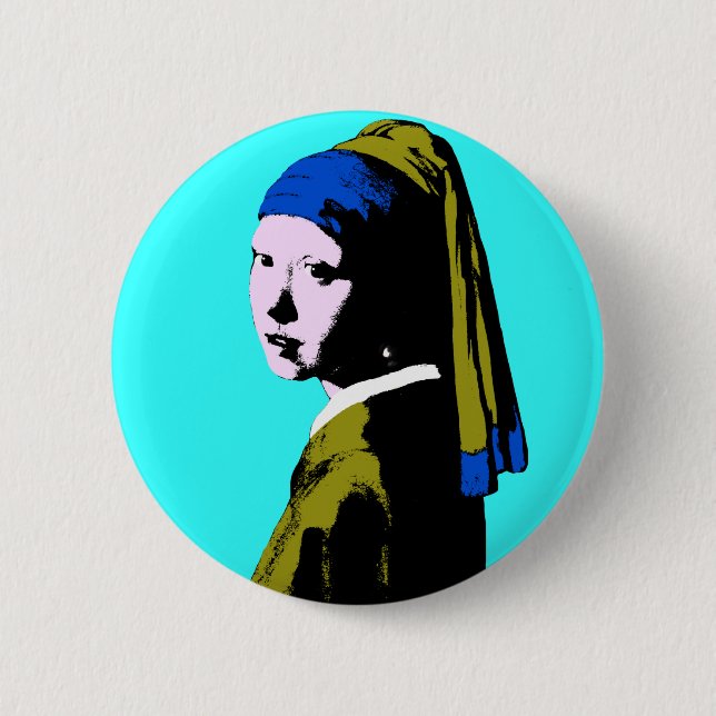 Vermeer Pearl Earring  Pop Art 2 Inch Round Button (Front)