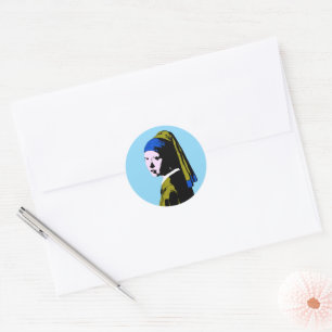 Vermeer Pearl Earring Pop Art Classic Round Sticker