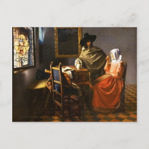 Vermeer The Glass of Wine Postcard