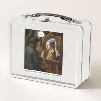 Vermeer working on Girl with Oyster Earring. Metal Lunch Box