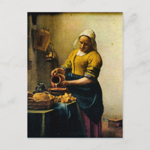 Vermeer's Maidservant Pouring Milk (circa 1660) Postcard