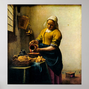 Vermeer's Maidservant Pouring Milk (circa 1660) Poster