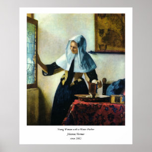 Vermeer's Young Woman with a Water Pitcher ca 1665 Poster