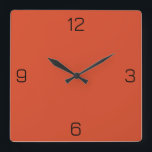 Vermilion Orange D74826 Colour Add Your Name Optio Square Wall Clock<br><div class="desc">Add a name, initials or some text, or keep the colour alone. Colour coordinates with other items in the store based on the name and the HEX code (six-digit hex triplet) shown. Use this code to mix, match and customize any other item to go with this, or to add to...</div>