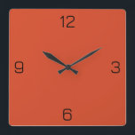 Vermilion Orange D74826 Colour Add Your Name Optio Square Wall Clock<br><div class="desc">Add a name, initials or some text, or keep the colour alone. Colour coordinates with other items in the store based on the name and the HEX code (six-digit hex triplet) shown. Use this code to mix, match and customize any other item to go with this, or to add to...</div>