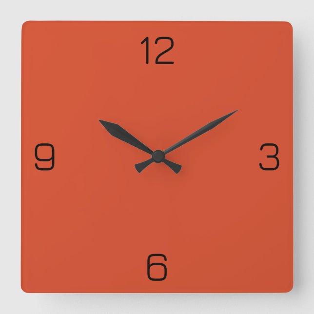 Vermilion Orange D74826 Colour Add Your Name Optio Square Wall Clock (Front)