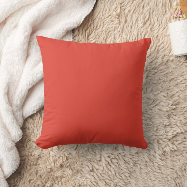 Vermilion Red Autumn Fall Season Solid Colour Throw Pillow (Blanket)