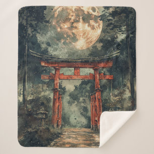 Vermilion Temple Gate Watercolor Ink (3) Sherpa Blanket