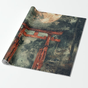 Vermilion Temple Gate Watercolor Ink (3) Wrapping Paper