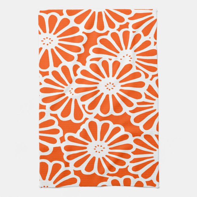 Vermillion Asian Moods Floral Kitchen Towel (Vertical)