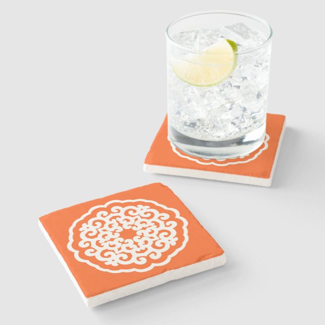 Vermillion Asian Moods Mandalla Stone Coaster (Side)