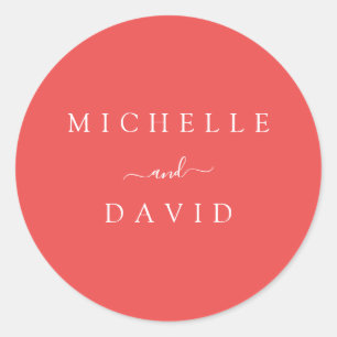 Vermillion Bride and Groom Wedding Classic Round Sticker