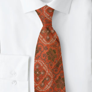 Vermillion Brown Medallion Renaissance  Tie