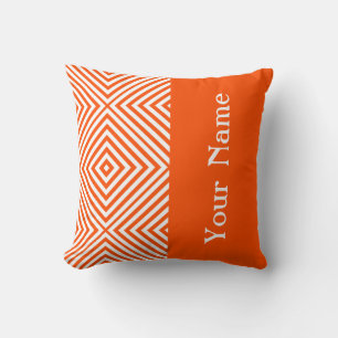 Vermillion Diamond Chevron w/ name @ Emporiomoffa Throw Pillow