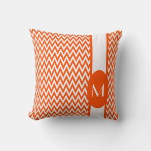 Vermillion Elegant Chevron Design with monogram Throw Pillow