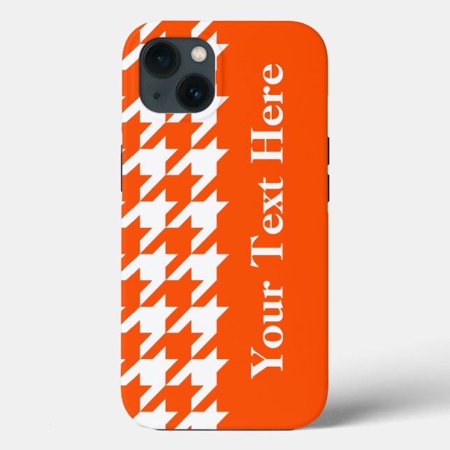 Vermillion Elegant Houndstooth with custom text Case-Mate iPhone Case (Back)