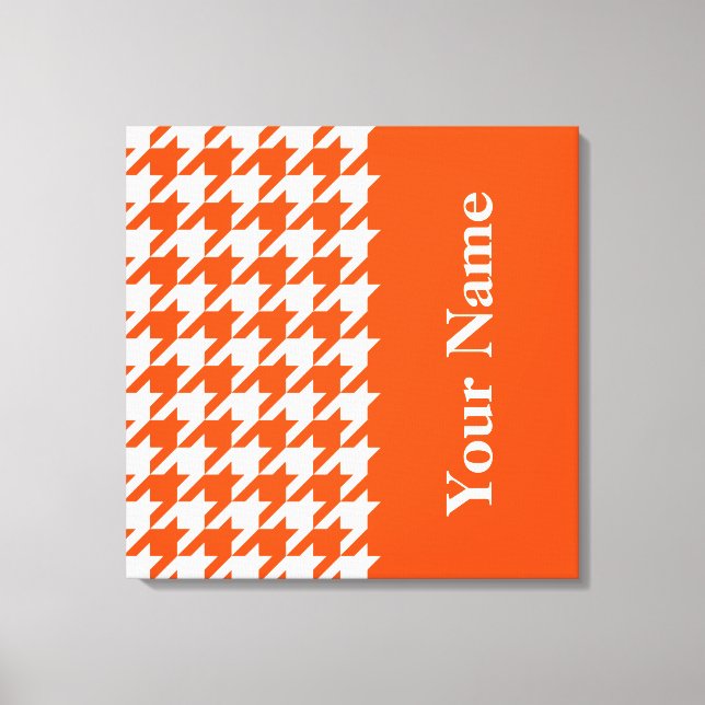 Vermillion Elegant Houndstooth with name Canvas Print (Front)