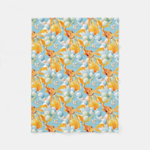 Vermillion Goldfish In Pastel Bubble Water Fleece Blanket