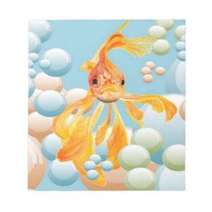 Vermillion Goldfish In Pastel Bubble Water Notepad