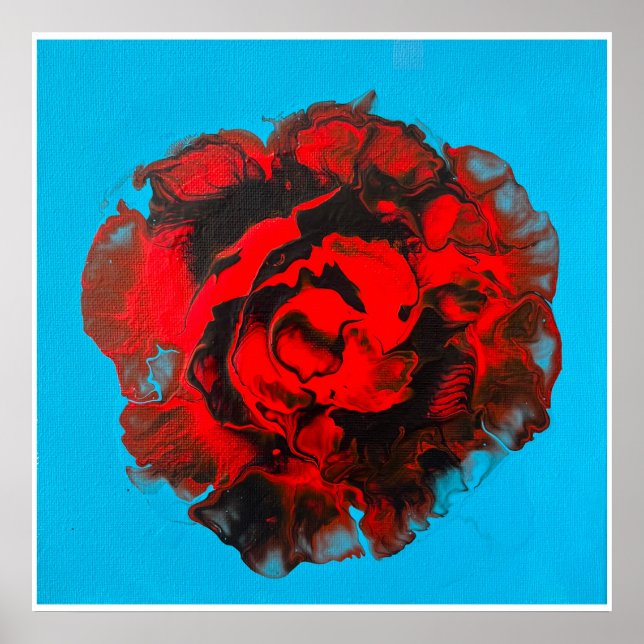 Vermillion Rose Abstract Canvas Art – Bold Red Poster (Front)
