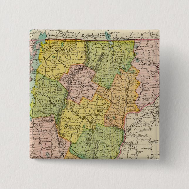Vermont 2 inch square button (Front)