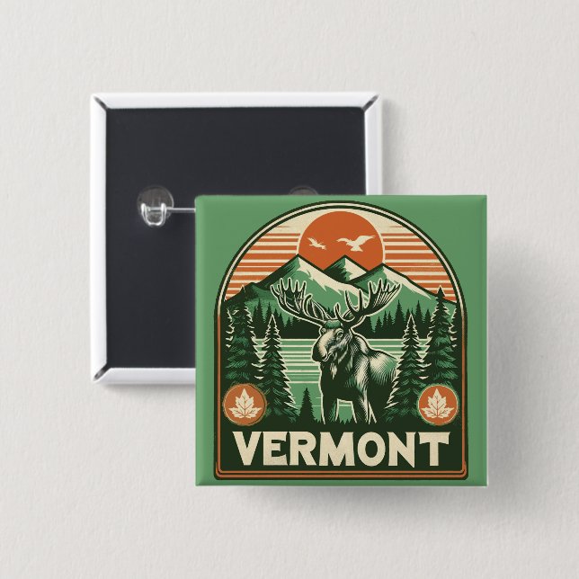 Vermont 2 Inch Square Button (Front & Back)