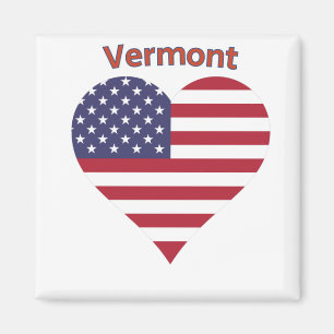 Vermont American Flag Heart Magnet