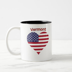 Vermont American Flag Heart Two-Tone Coffee Mug