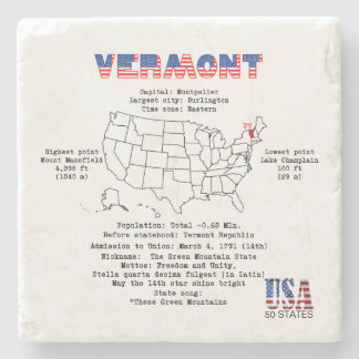 Vermont American state on a map and useful info Stone Coaster