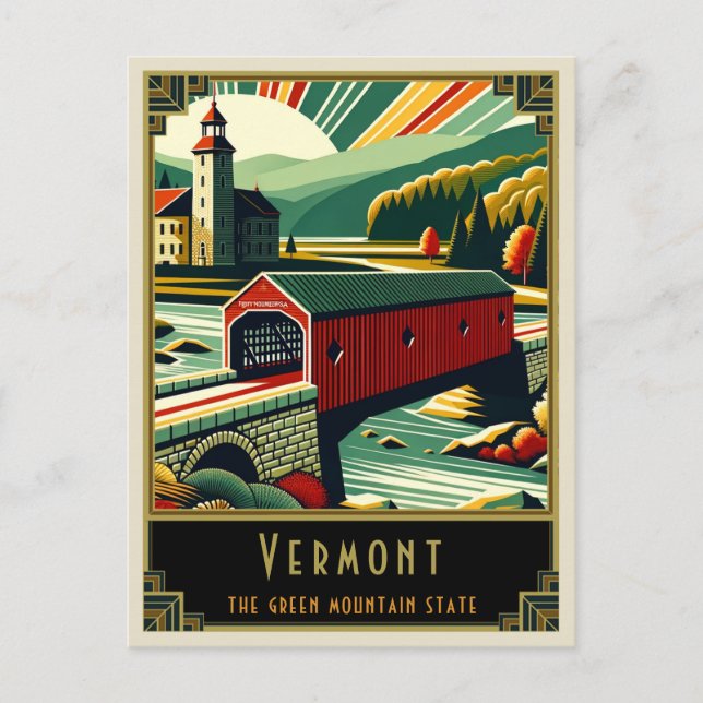 Vermont | Art Deco Postcard (Front)