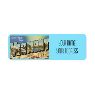 Vermont Big Letter Vintage Postcard Address Label
