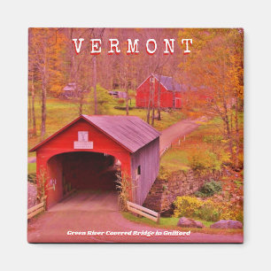 Vermont Covered Bridge - 2 Inch Square Magnet