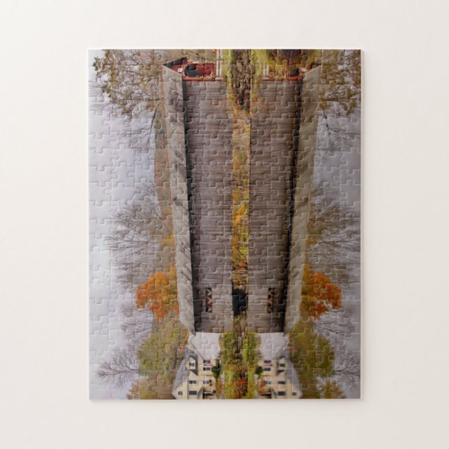 Vermont Covered Bridge Reflection Jigsaw Puzzle (Vertical)