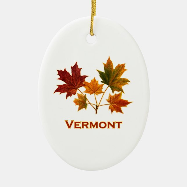 Vermont Fall Foliage - Maple Leaves Ceramic Ornament (Front)