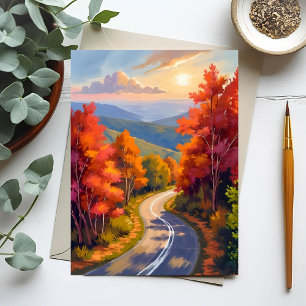 Vermont Fall Foliage Watercolor Landscape Postcard